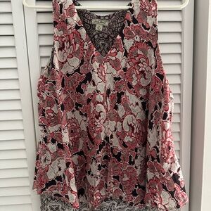 Lucky Brand Pink and Black Graphic Blouse